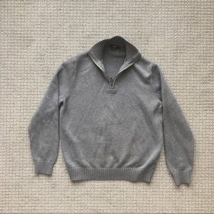 J.Crew Mens Sweater, Gray, 1/2 zipper, Cotton, L